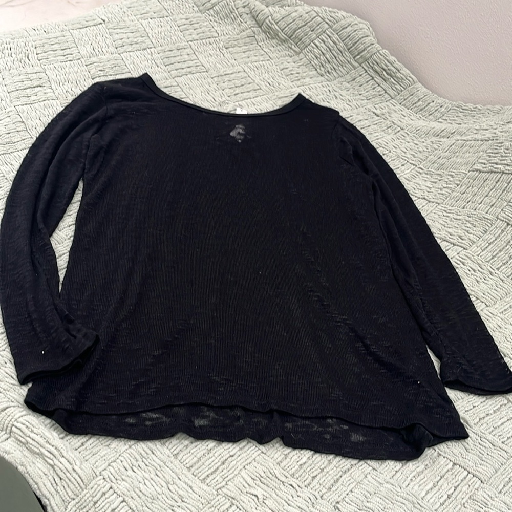 Thyme & Honey Burnout Lightweight High Low Lace Back Knit Top NWT Size L.